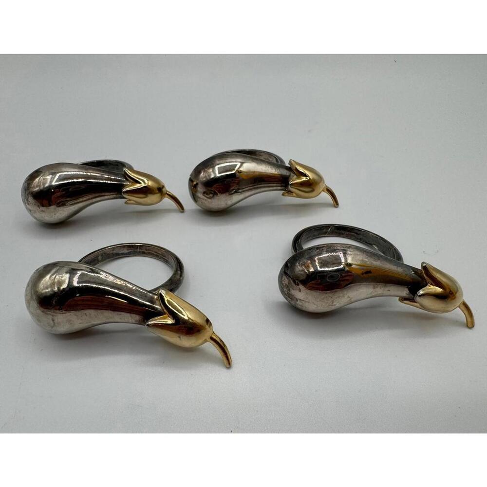 Vintage set 4 Silver Plated Eggplant Napkin Holders Rings Weighted  Cottagecore